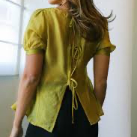 Lisa Says Gah Petra Tie Back Top - Chartreuse - Picture 2 of 7